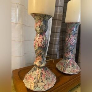 Vintage Chinese Porcelain Candlestick Holders
